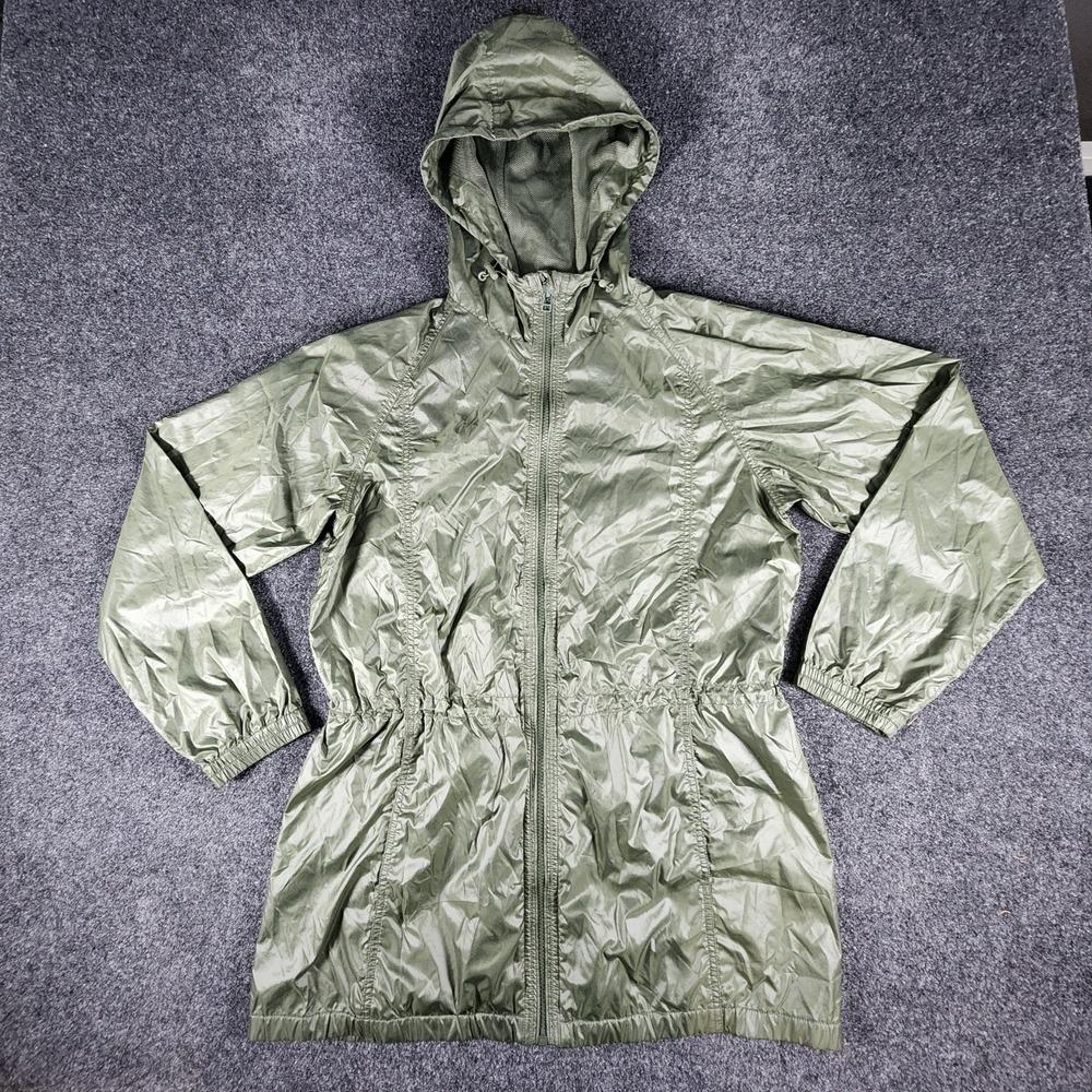 Uniqlo Green Lightweight Full Zip Hooded Rain‎ Coat Jacket Women's Size XL
